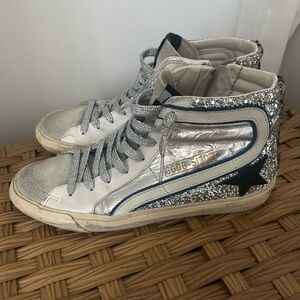 Golden Goose High Top Slide Sneaker Laminated And Glitter